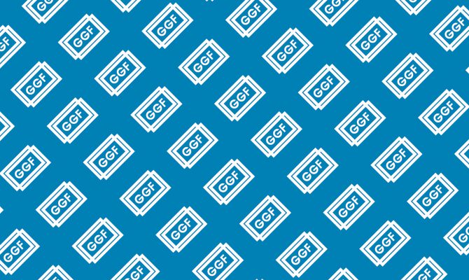 GGF logo wallpaper - white logo blue bg