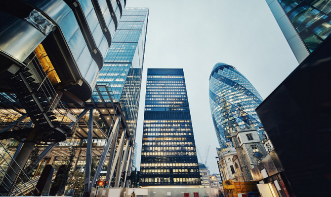 glass buildings city of london