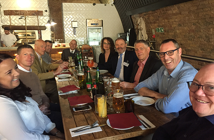 GGF Members enjoying a delicious Italian lunch arranged by the organisers of the Milan based VITRUM exhibition