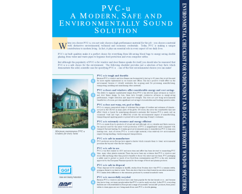 PVC-u A MODERN, SAFE AND ENVIRONMENTALLY SOUND SOLUTION